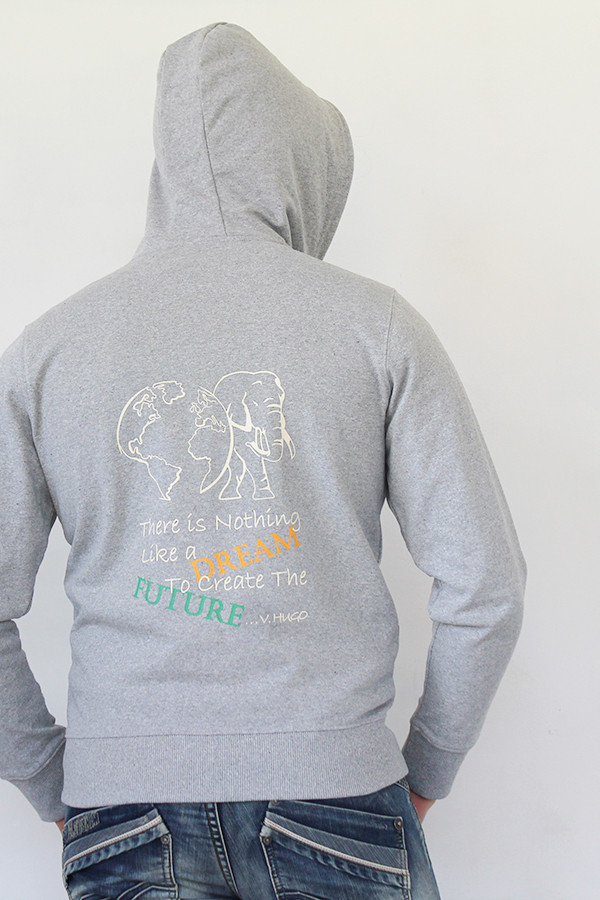 GRAUES SWEATSHIRT MIT REISSVERSCHLUSS 60 % recycelte Baumwolle / 40 % recyceltes Polyester