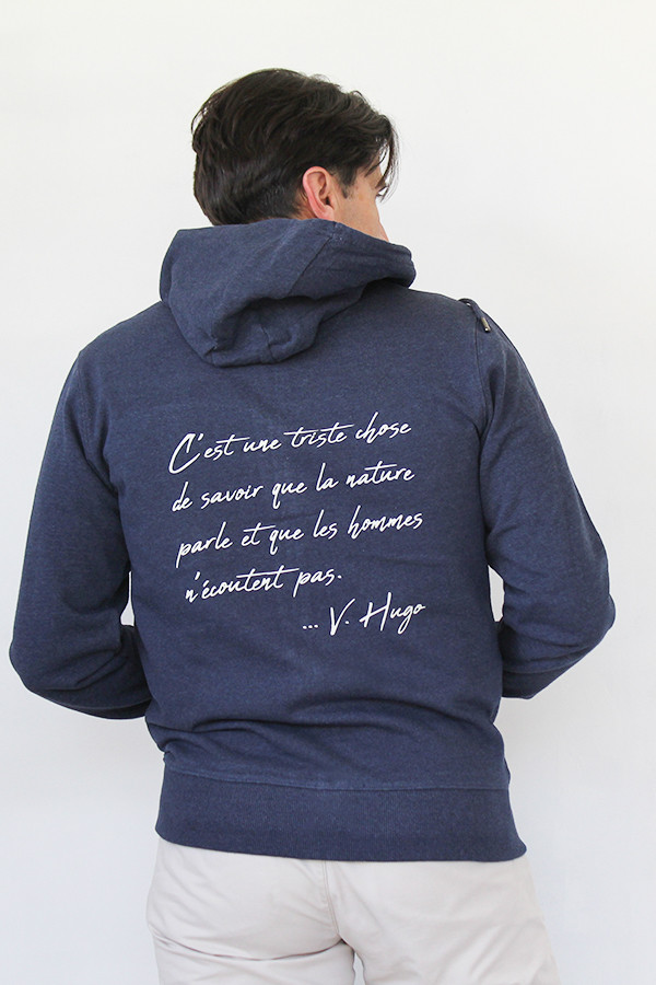 SWEAT ZIPPE NAVY 60% Coton recyclé / 40% Polyester recyclé