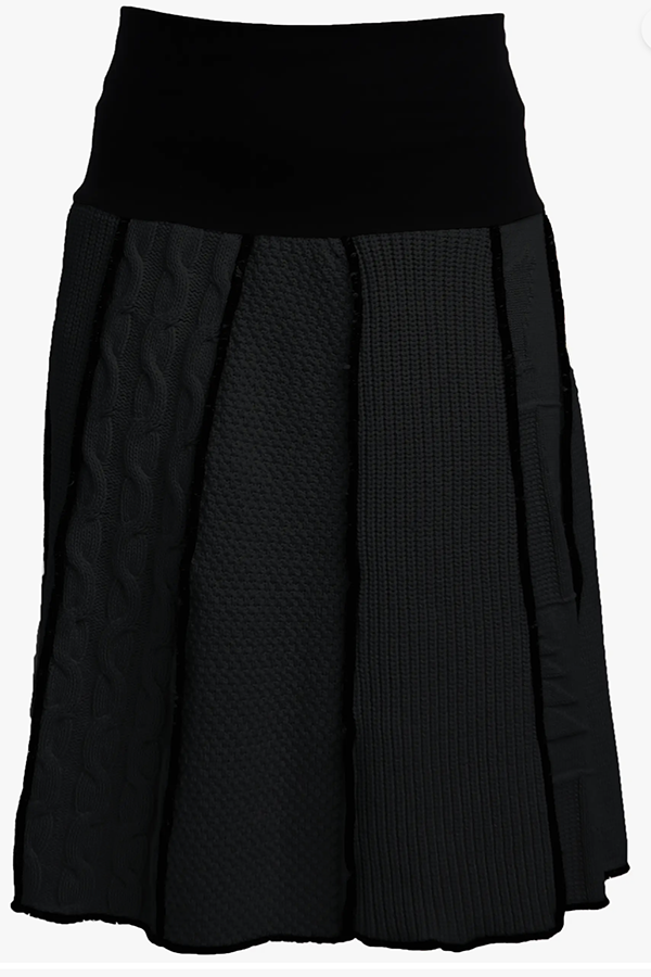 Cotton knit skirt - Textured black 100% natural cotton
