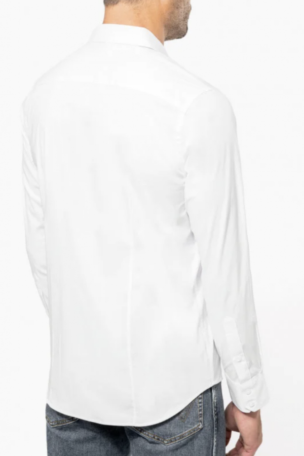 Camisa de manga larga de algodón/elastano. 97% algodón eco-responsable / 3% elastano.