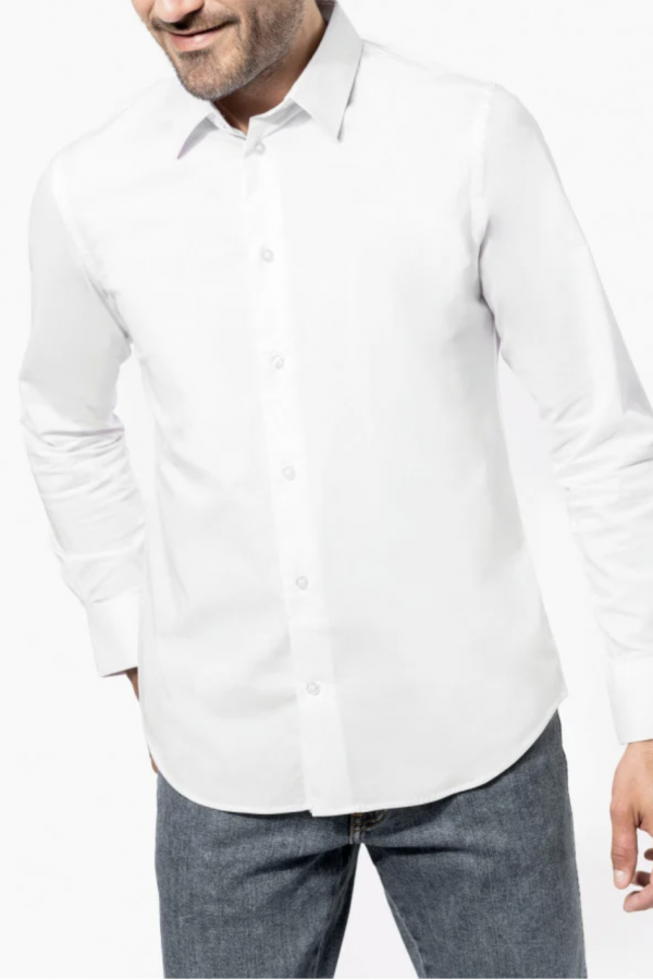 Long-sleeved cotton/elastane shirt. 97% eco-responsible cotton / 3% elastane.