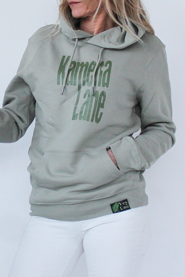 ALMOND GREEN HOODIE 85% organic cotton and 15% post-consumer recycled polyester