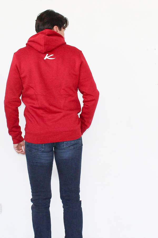 SUDADERA CON CAPUCHA HIBISCO ROJO 85 % algodón orgánico / 15 % poliéster reciclado posconsumo