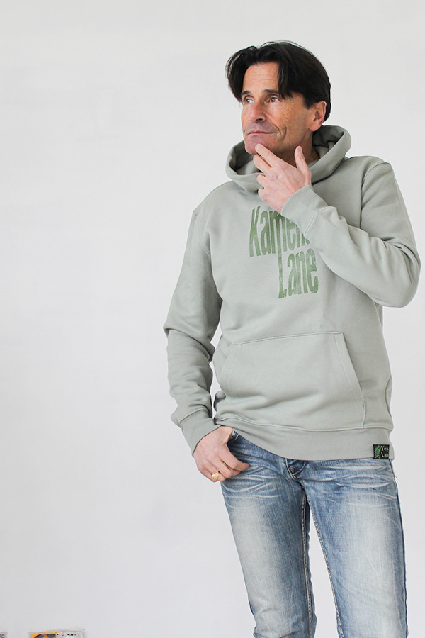 ALMOND GREEN HOODIE 85% organic cotton and 15% post-consumer recycled polyester