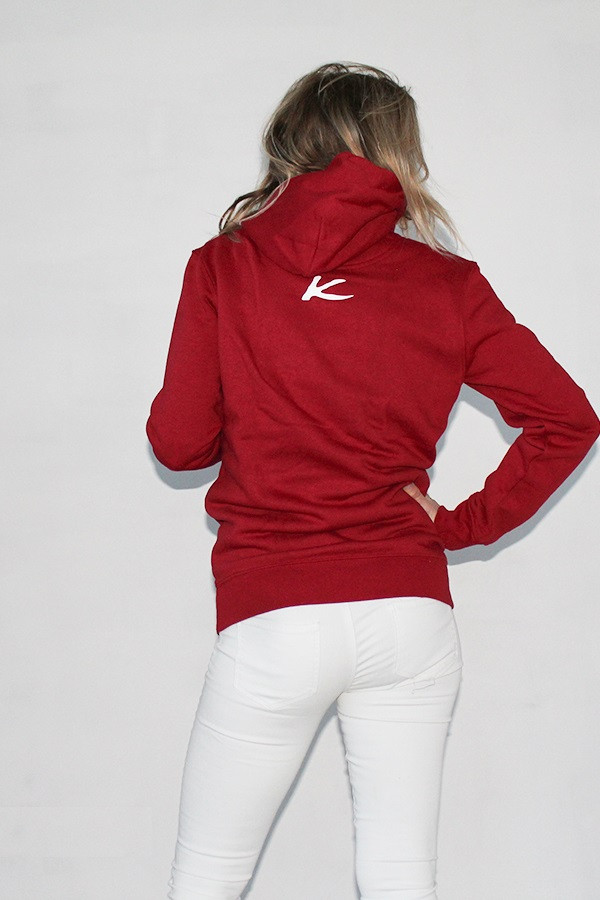 SWEAT A CAPUCHE HIBISCUS ROUGE 85% coton bio et 15% polyester recyclé post-consumer