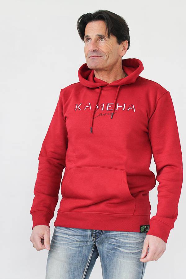 SUDADERA CON CAPUCHA HIBISCO ROJO 85 % algodón orgánico / 15 % poliéster reciclado posconsumo