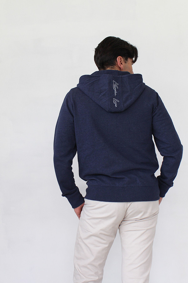 FELPA CON ZIP 100% RICICLATO NAVY 60% cotone riciclato / 40% poliestere riciclato