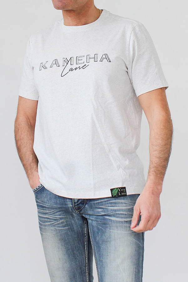 100% RECYCLED CREAM T-SHIRT 60% pre-consumer recycled cotton and 40% post-consumer recycled polyester
