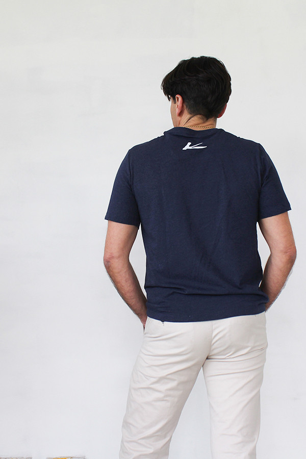 100% RECYCLED NAVY T-SHIRT 60% pre-consumer recycled cotton and 40% post-consumer recycled polyester