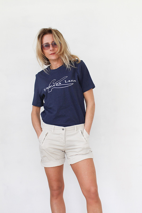 100% RECYCLED NAVY T-SHIRT 60% pre-consumer recycled cotton and 40% post-consumer recycled polyester