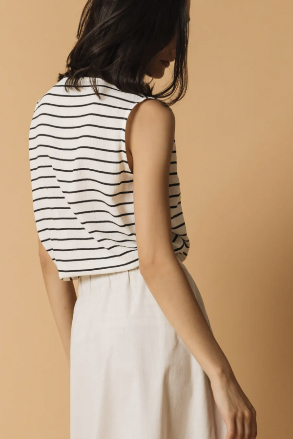 Striped V-neck sailor top. 100% organic cotton