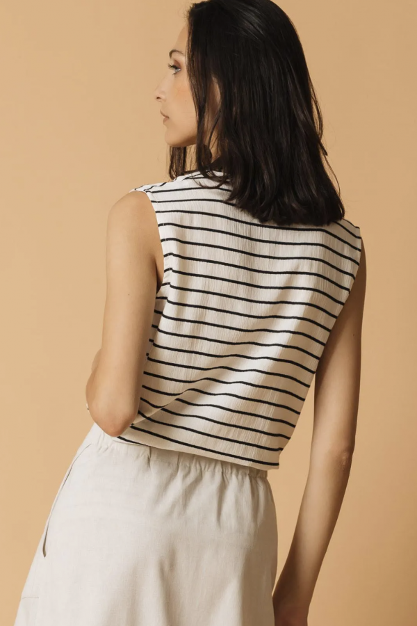 Striped V-neck sailor top. 100% organic cotton