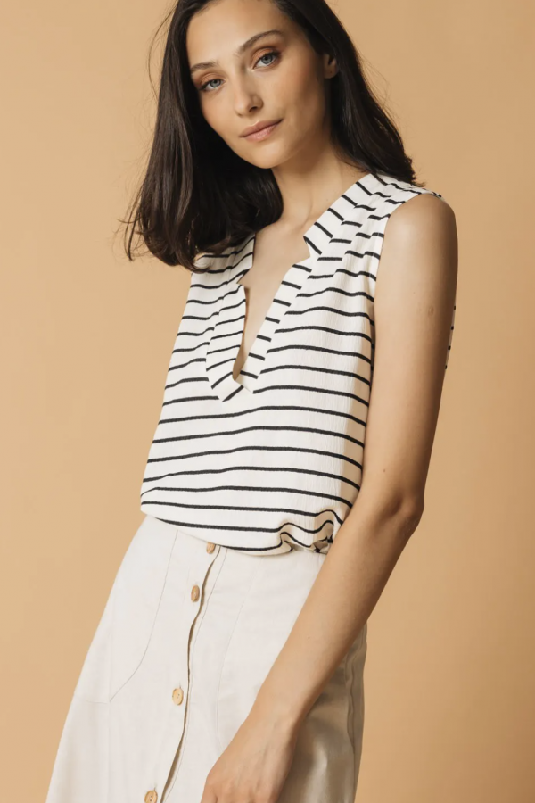 Striped V-neck sailor top. 100% organic cotton