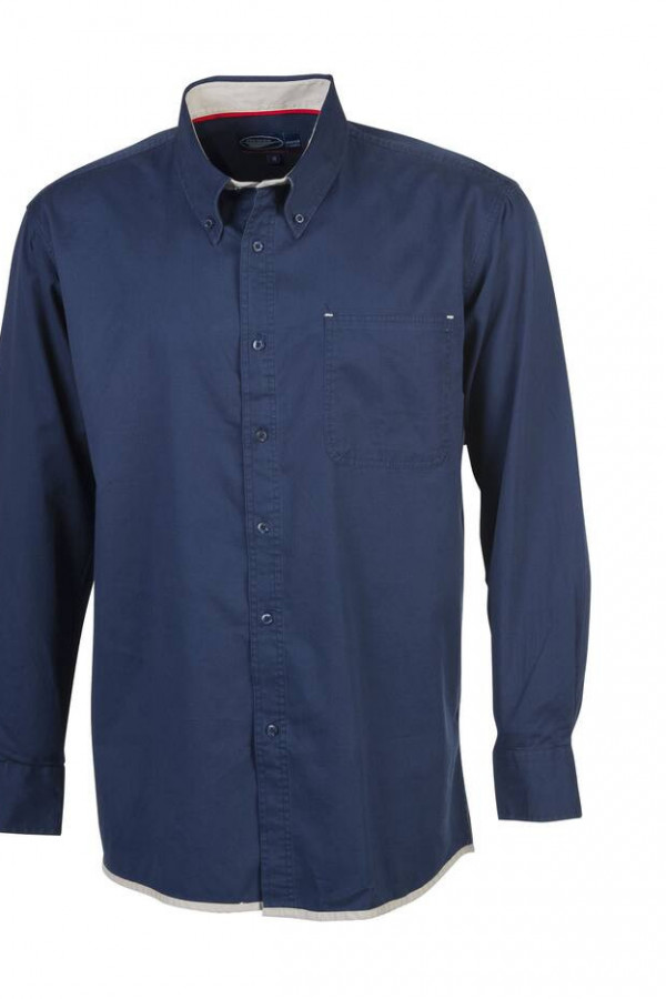 Contrasting long-sleeved shirt. 100% cotton twill.