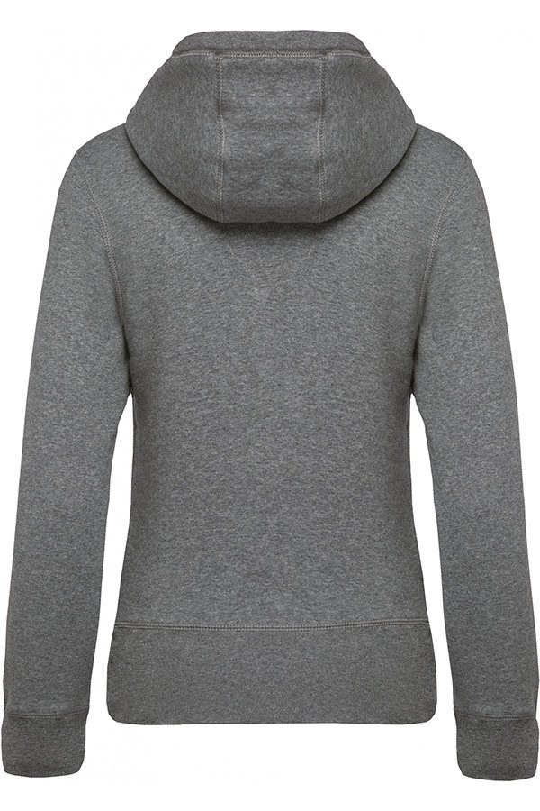 Organic hooded zipped jacket. 80% organic cotton / 20% polyester. Brushed fleece.