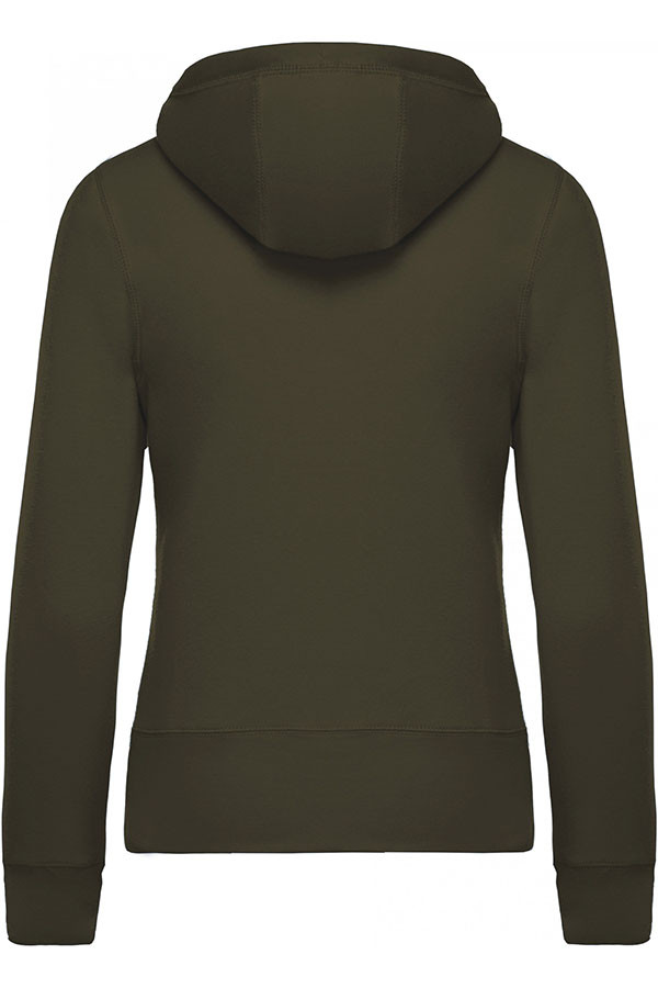 Bio-Kapuzenjacke für Damen mit Reißverschluss. 80 % Bio-Baumwolle / 20 % Polyester. Gebürstetes Vlies.