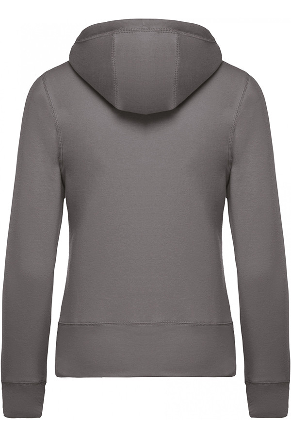 Organic zipped hooded sweatshirt 80% organic cotton / 20% polyester. Brushed fleece