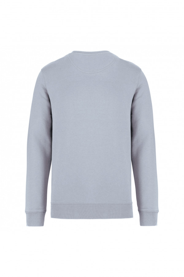 Aquamarine crew neck sweatshirt 85% organic cotton and 15% post-consumer recycled polyester.