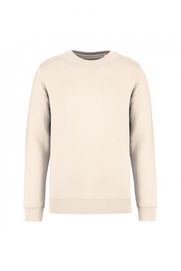 Sweat-shirt col rond ivoire. 85% coton biologique et 15% polyester recyclé post-consumer.