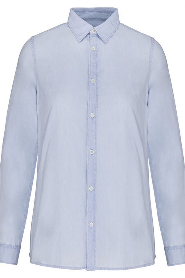 Faded cotton twill shirt bleached indigo