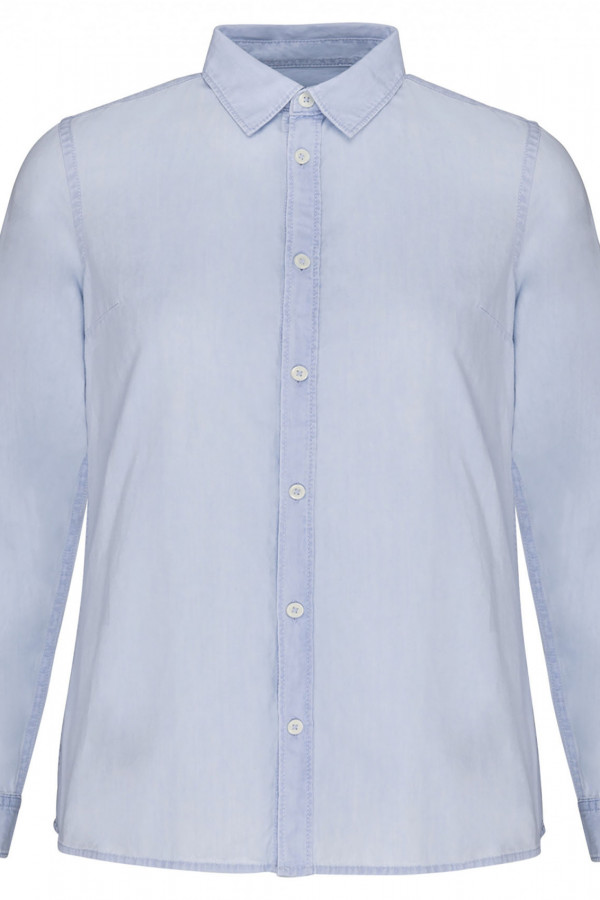 Faded cotton twill shirt bleached indigo