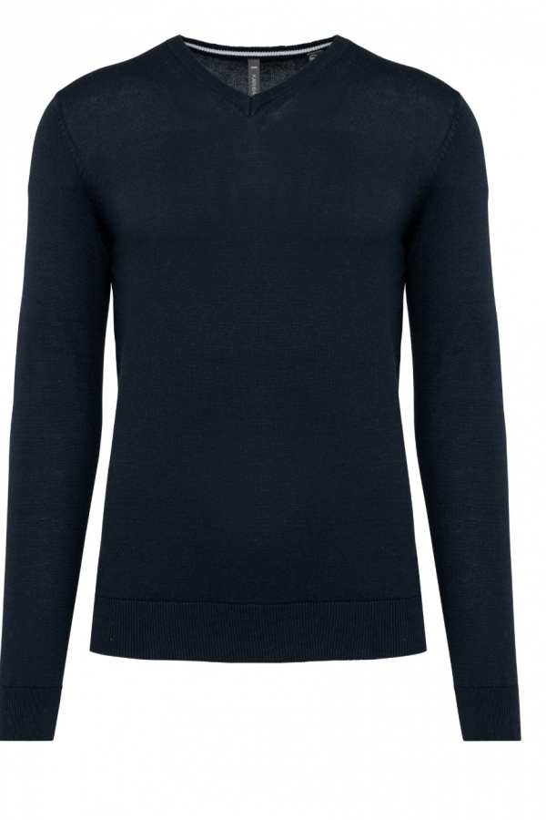 ECO-RESPONSIBLE V-NECK SWEATER. 50% ORGANIC COTTON / 50% RECYCLED POLYESTER.