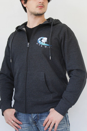 SWEATSHIRT MIT REISSVERSCHLUSS IN ANTHRAZIT 60 % recycelte Baumwolle / 40 % recyceltes Polyester