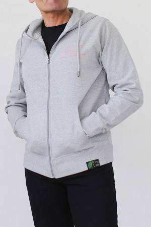 SWEAT ZIPPE 100 % RECYCLE GRIS 60% de coton recyclé / 40% de polyester recyclé