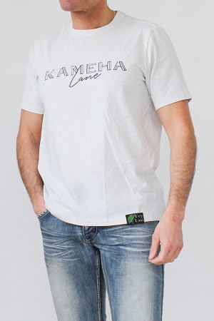 100% RECYCLED CREAM T-SHIRT 60% pre-consumer recycled cotton and 40% post-consumer recycled polyester