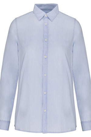 Faded cotton twill shirt bleached indigo