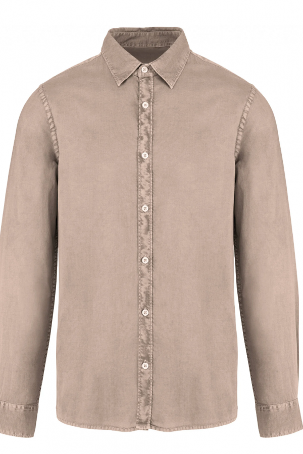 Faded cotton twill shirt. 100% organic cotton.